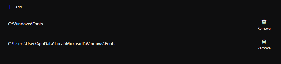 Example of font settings screen on Windows